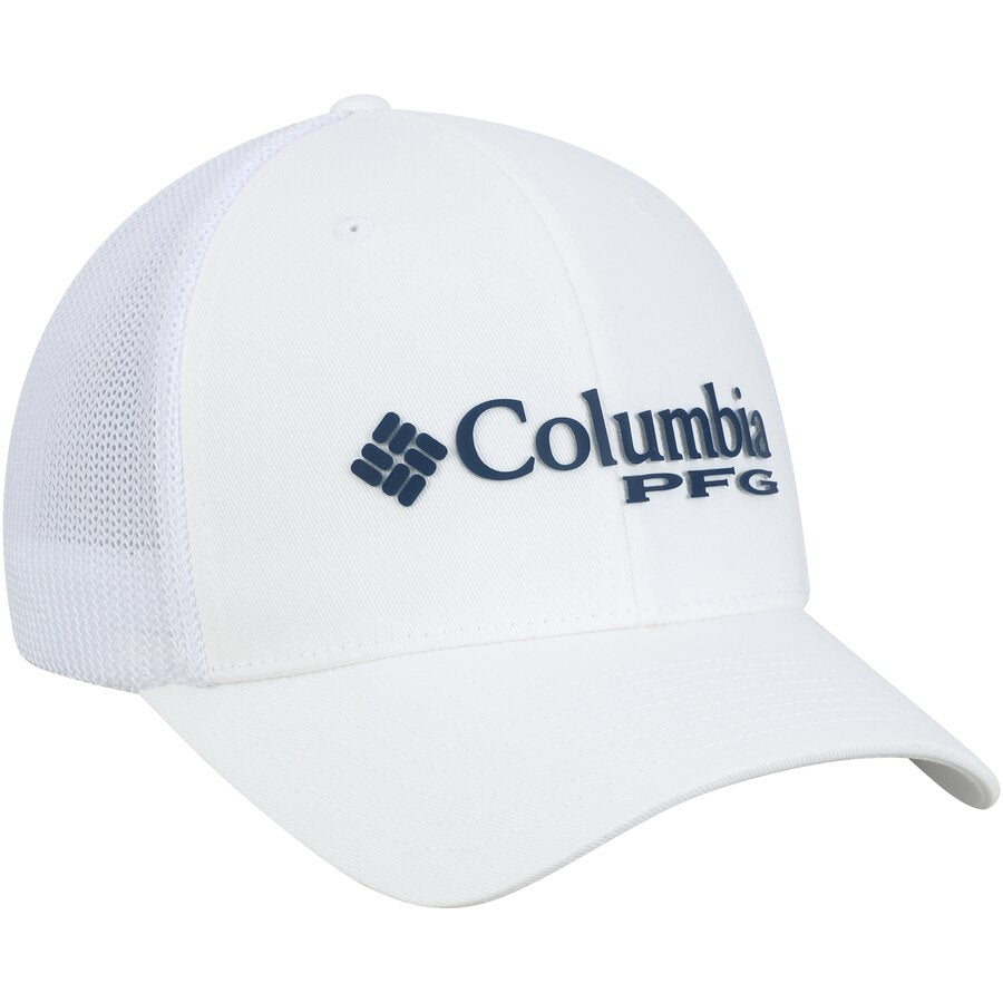 Columbia Flex Fit Size Large XL Adult Trucker Hat Cap Mesh White